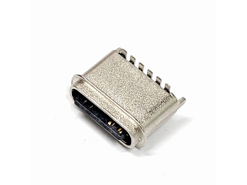 TYPE-C 6P防水母座 180度立贴短体6.8H 粉末冶金外壳